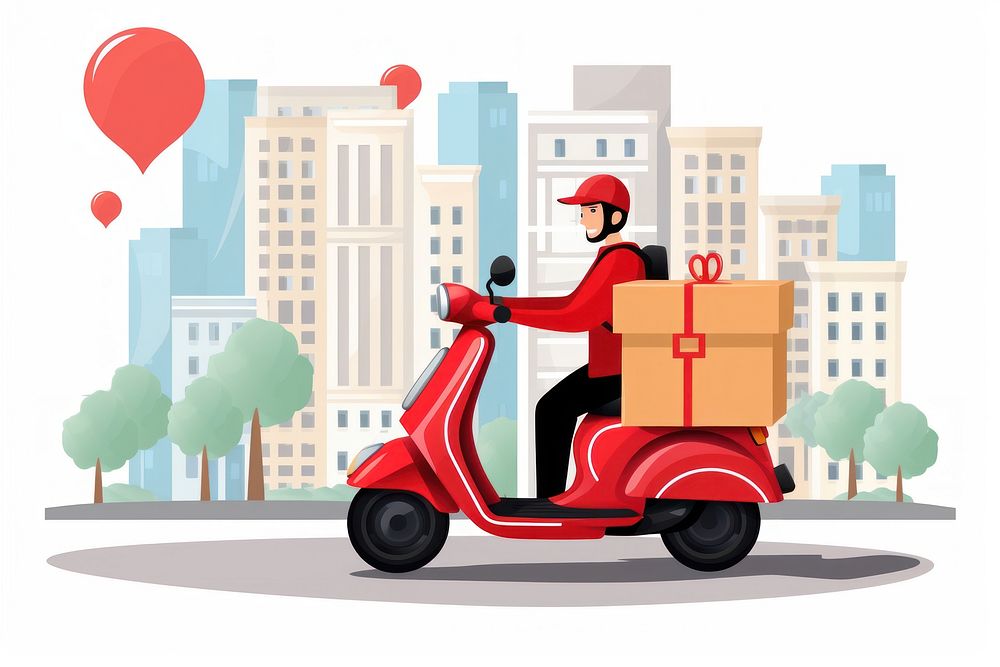 Delivery scooter motorcycle cardboard. AI generated Image by rawpixel.