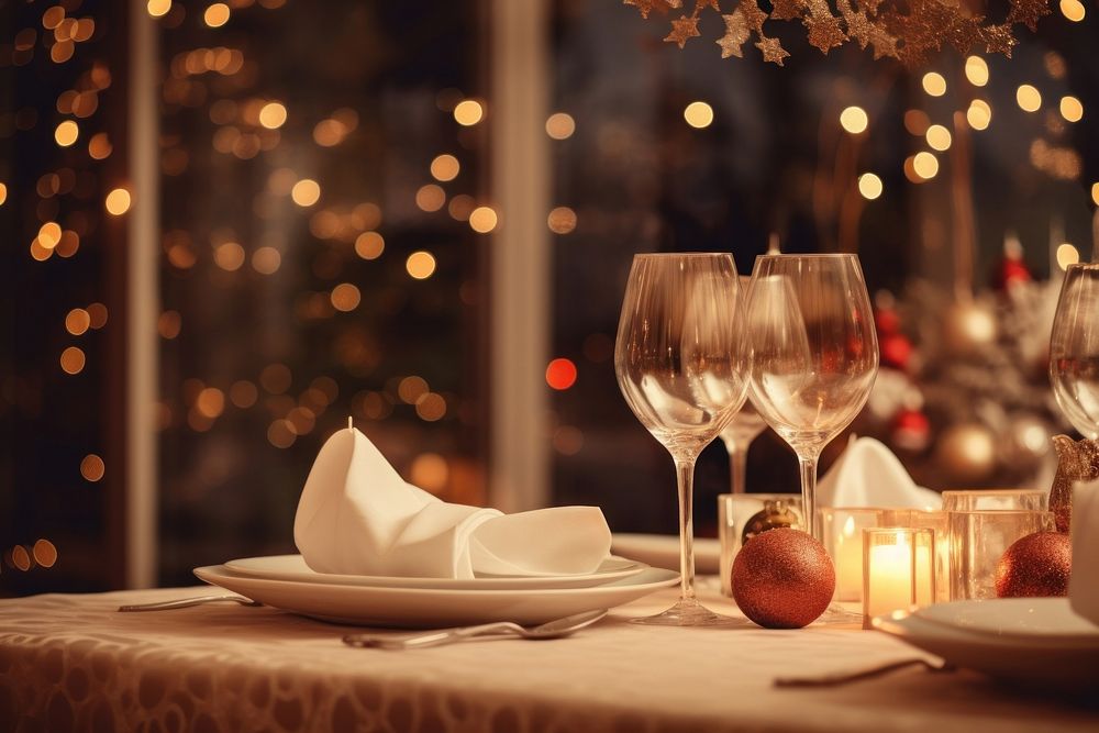 Christmas decoration restaurant candle. AI generated Image by rawpixel.