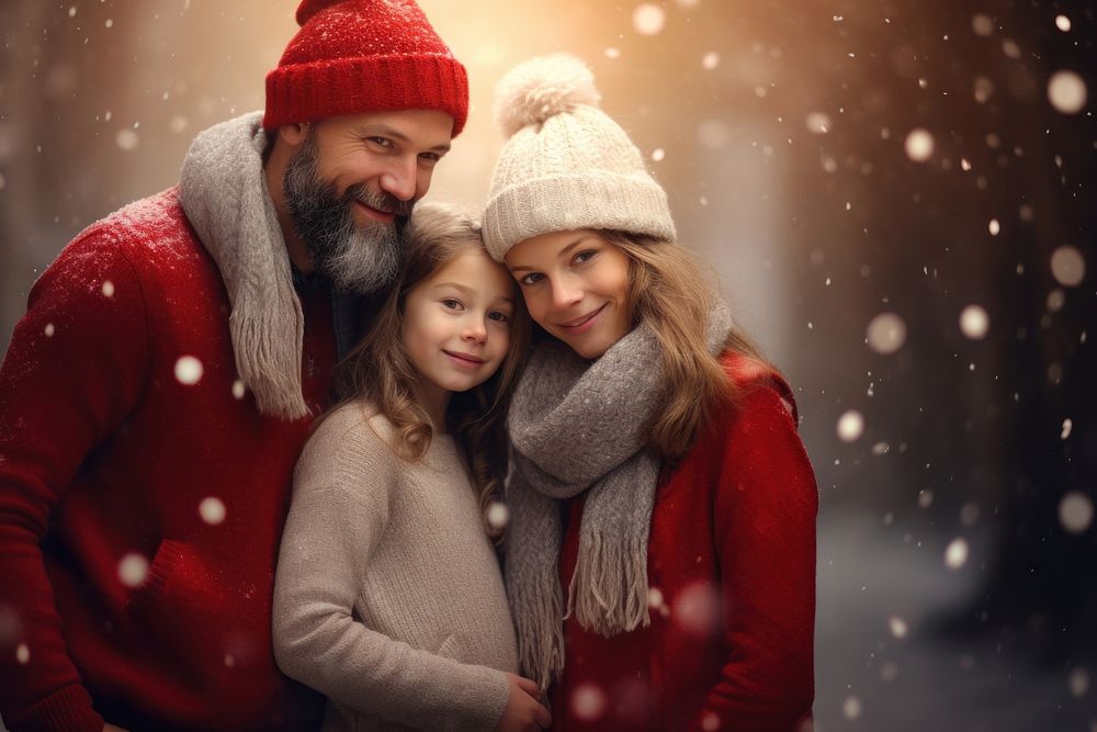 Christmas portrait outdoors family. AI generated Image by rawpixel.