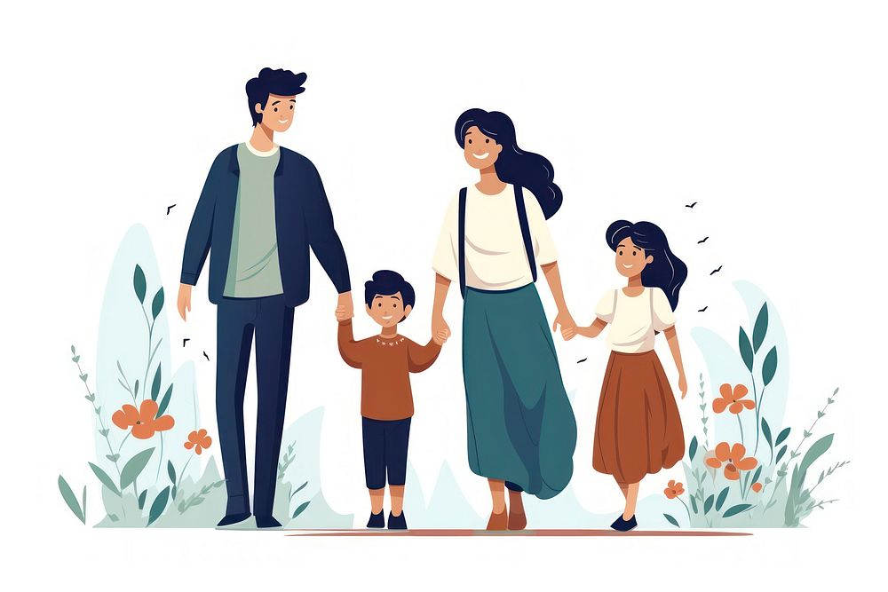 Happy family adult togetherness illustrated. AI generated Image by rawpixel.