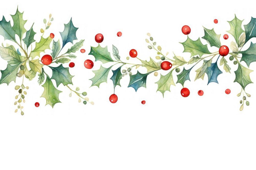 Decorative christmas border pattern holly plant. AI generated Image by rawpixel.