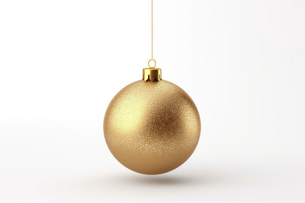 Hanging Bauble gold hanging white background. AI generated Image by rawpixel.