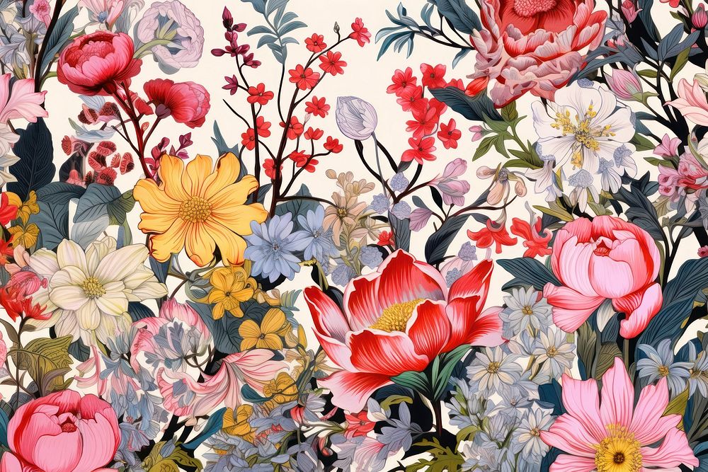 Floral pattern backgrounds painting. AI generated Image by rawpixel.