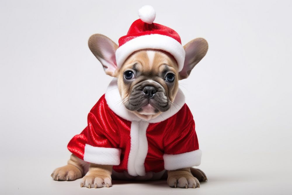 New Years bulldog christmas costume. AI generated Image by rawpixel.