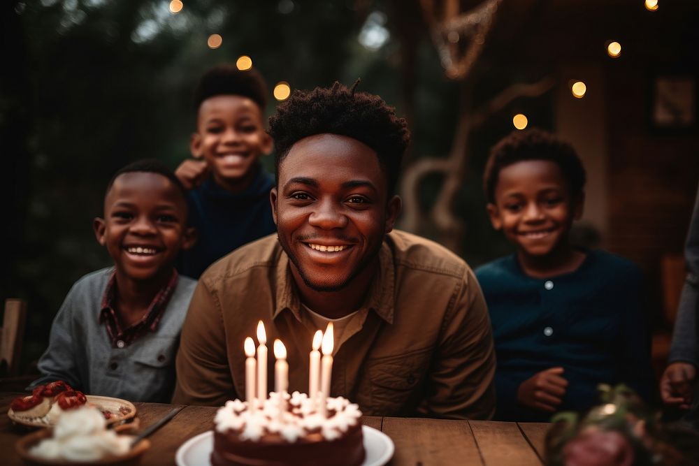 Happy Black South African boy birthday dessert family. AI generated Image by rawpixel.
