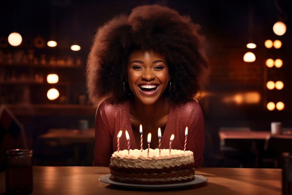 Happy Black South African girl birthday dessert table. AI generated Image by rawpixel.