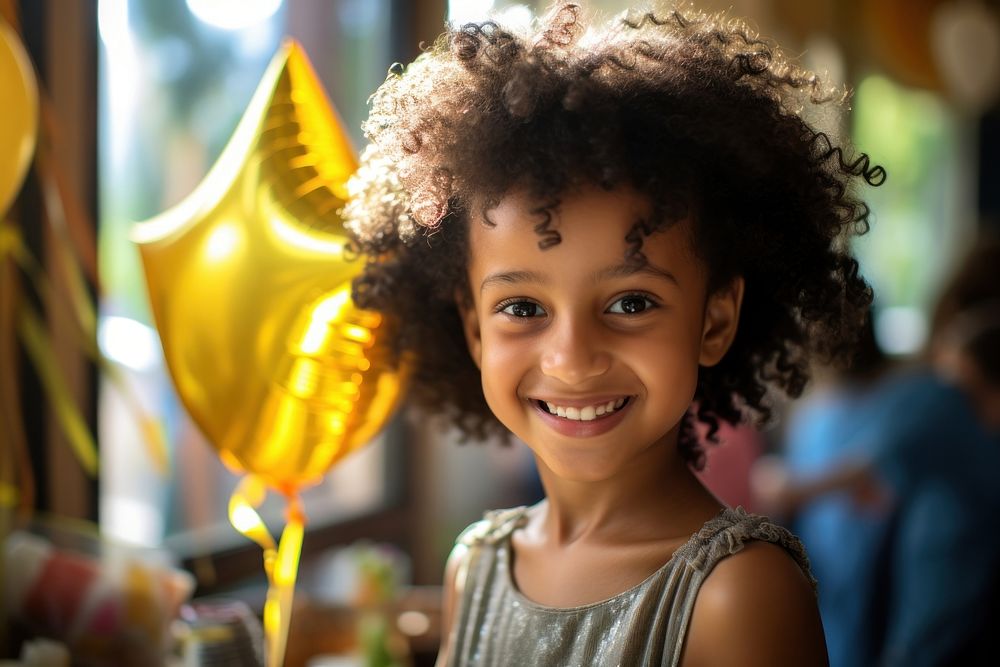 Happy Ethiopian girl portrait balloon smile. AI generated Image by rawpixel.