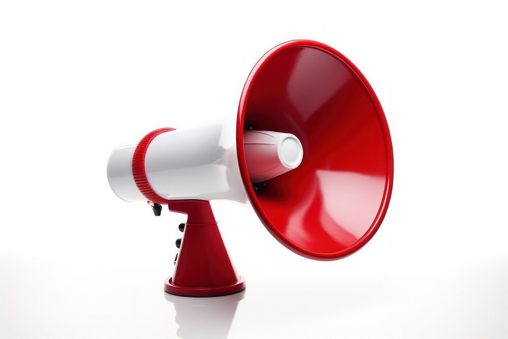 Megaphone red white background broadcasting. AI generated Image by rawpixel.