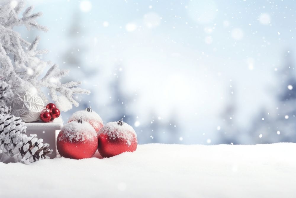 Christmas decorated snow outdoors winter. AI generated Image by rawpixel.