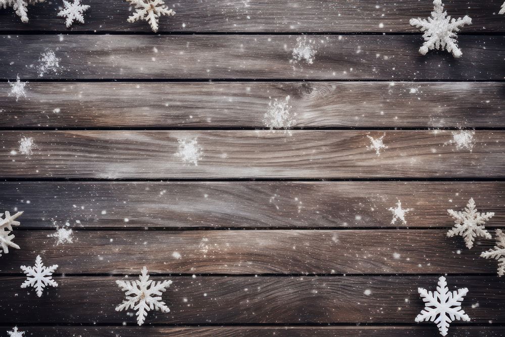 Christmas wooden background snow backgrounds snowflake. AI generated Image by rawpixel.