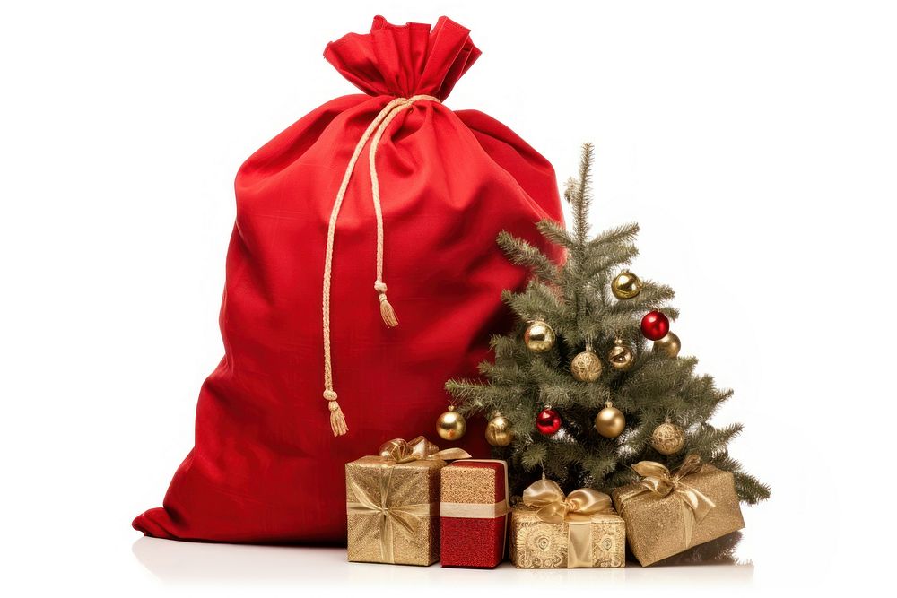 Christmas gift bag white background. AI generated Image by rawpixel.