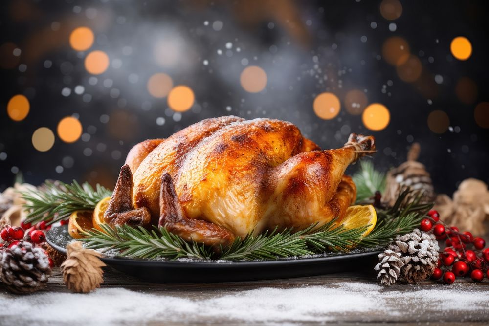 Christmas roasted dinner turkey. 