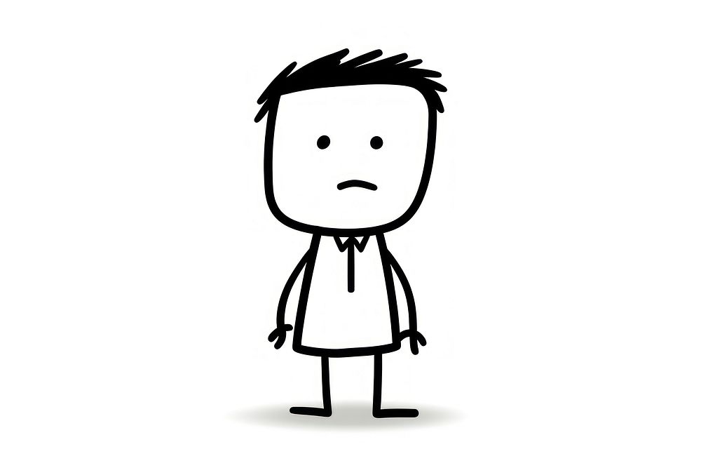1 stickman frowning minimalistic 2d drawing sketch white. AI generated Image by rawpixel.
