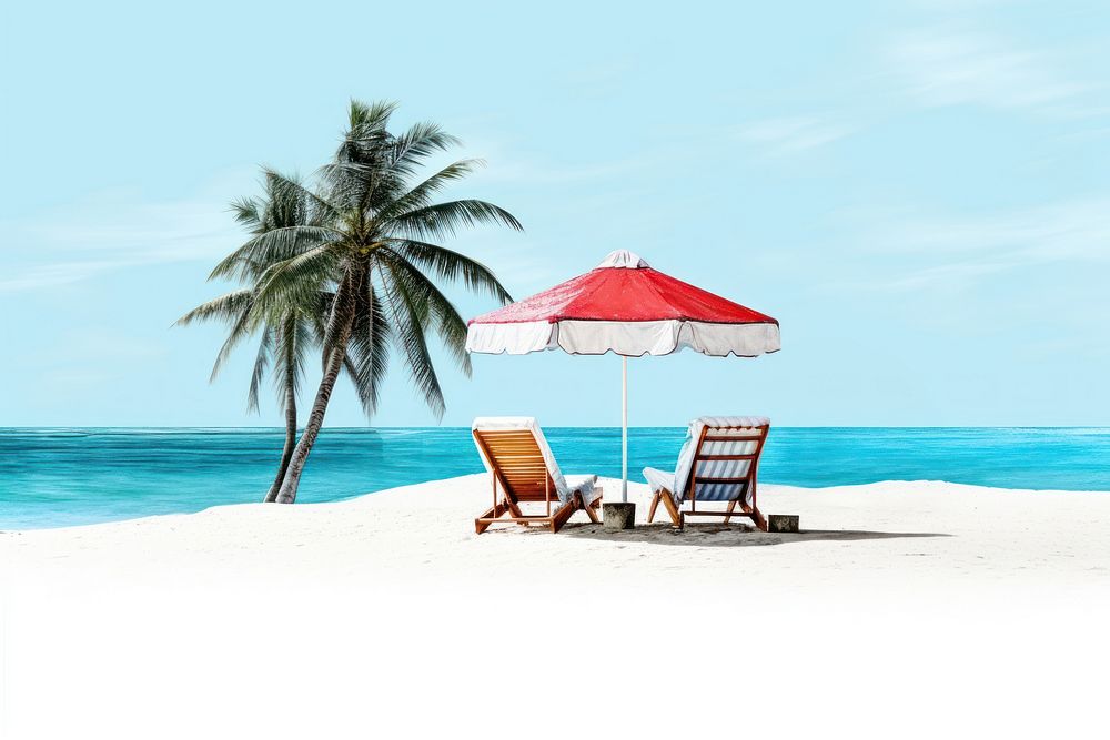 Vacation beach furniture outdoors horizon. AI generated Image by rawpixel.
