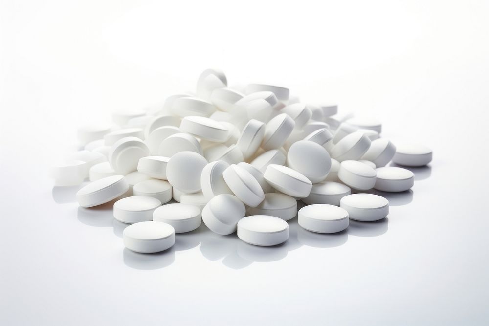 White medicine tabs pill white background medication. AI generated Image by rawpixel.