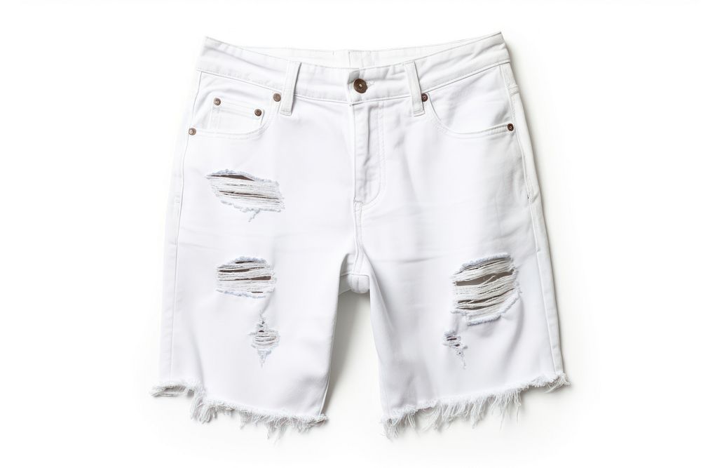 Shorts jeans white white background. AI generated Image by rawpixel.