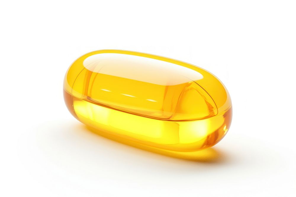 Yellow medical pill capsule white background medication. AI generated Image by rawpixel.