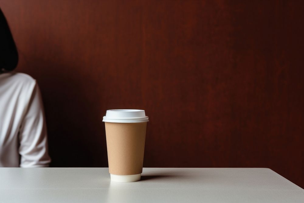 Woman sitting at a table with a laptop coffee cup drink. AI generated Image by rawpixel.