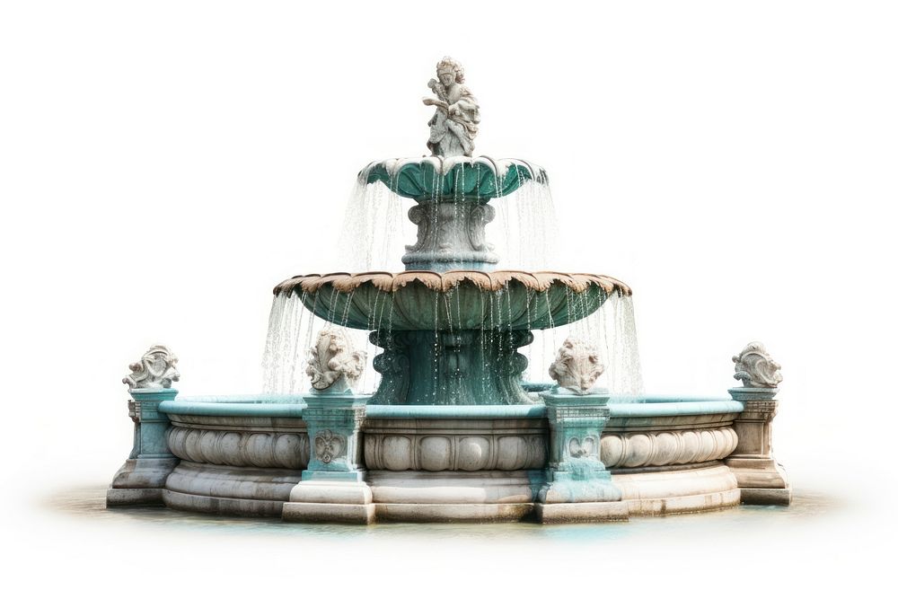 Fountain architecture white background sculpture. AI generated Image by rawpixel.