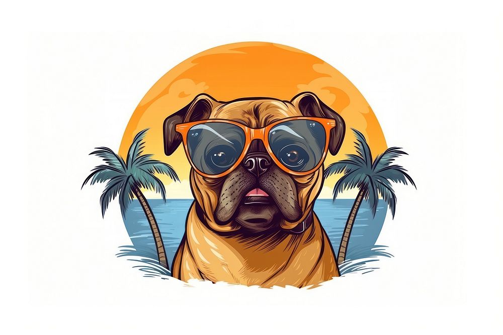 Pug glasses dog sunglasses. AI generated Image by rawpixel.
