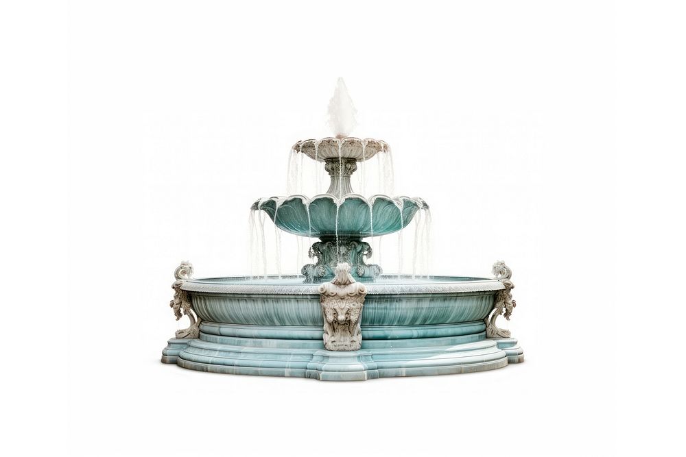 Fountain architecture water white background. AI generated Image by rawpixel.
