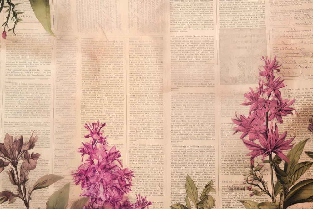 Newspaper herbs flower purple. AI generated Image by rawpixel.