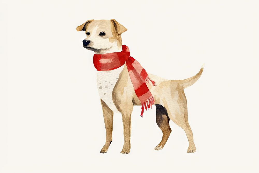 Dog wearing Christmas scarf mammal animal cute. AI generated Image by rawpixel.