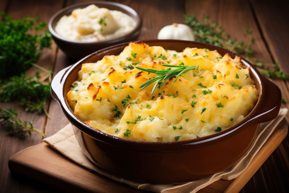 Mashed potato casserole table food meal. AI generated Image by rawpixel.
