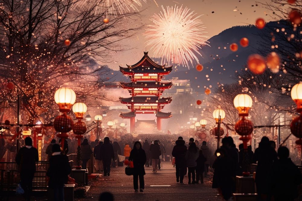 New year festival adult architecture illuminated. AI generated Image by rawpixel.