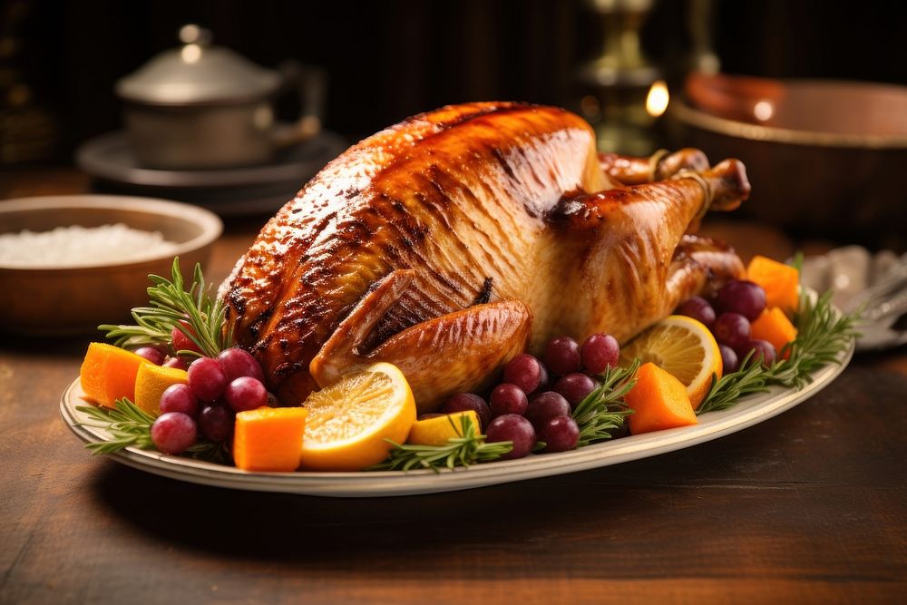 Grilled turkey plate meal thanksgiving dinner. AI generated Image by rawpixel.