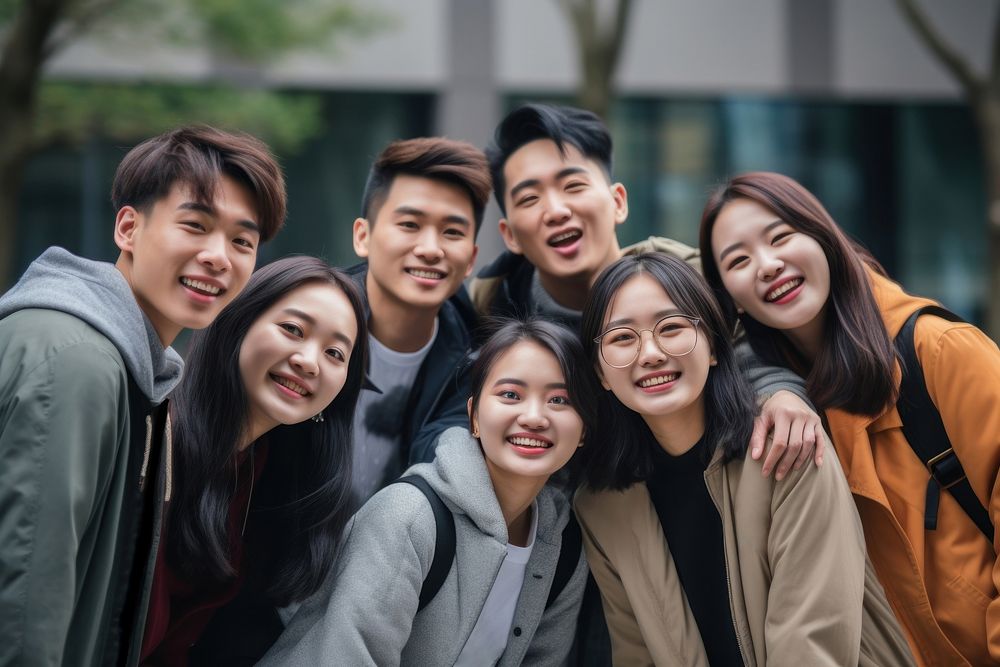Asian college group people adult woman. AI generated Image by rawpixel.
