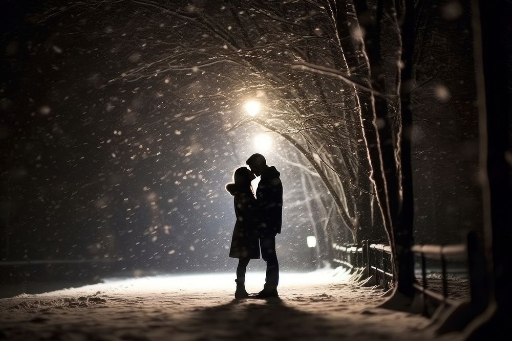 Couple winter snow outdoors. AI generated Image by rawpixel.