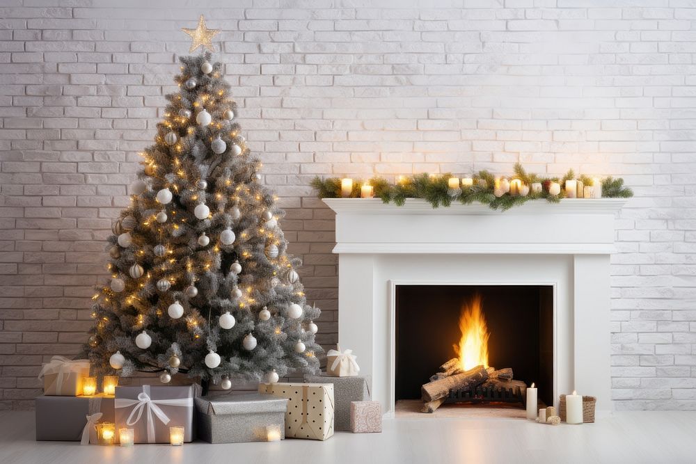 Chirstmas party decoration fireplace christmas hearth. 