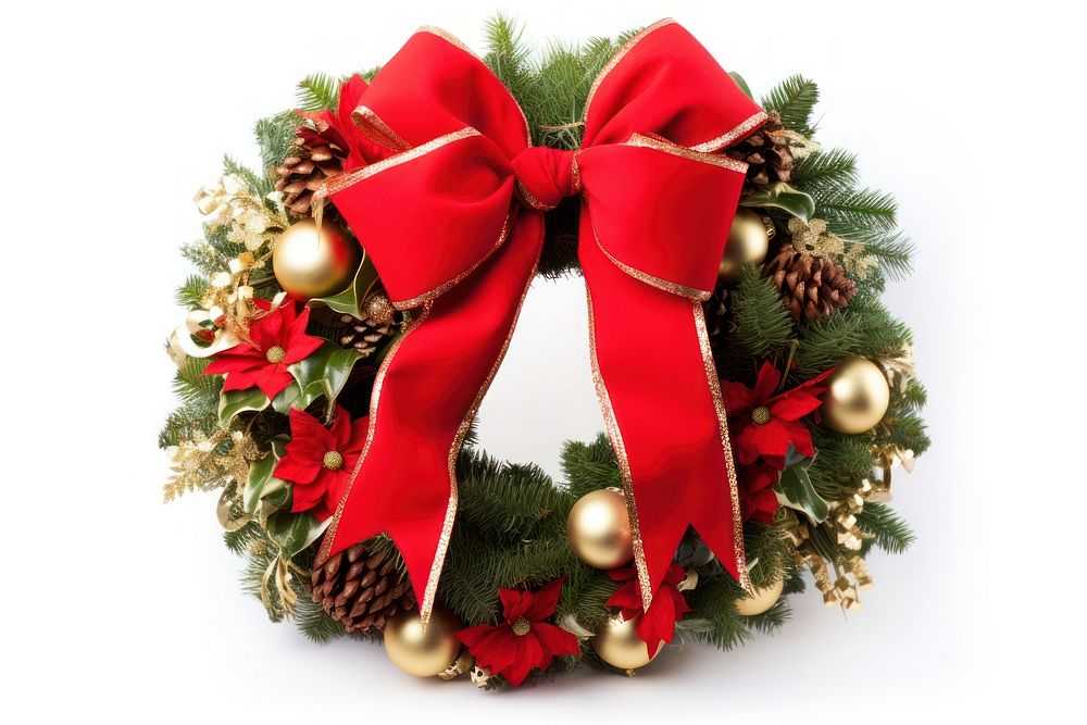 Chirstmas Wreath wreath christmas white background. AI generated Image by rawpixel.