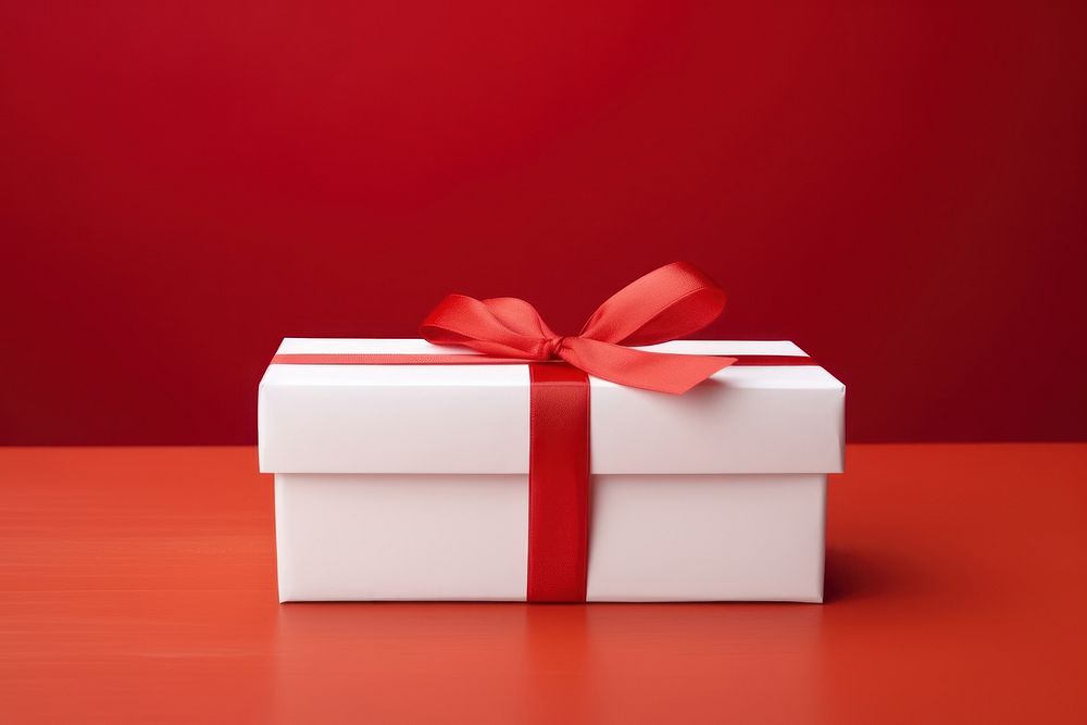Completely white gift box red celebration anniversary. AI generated Image by rawpixel.