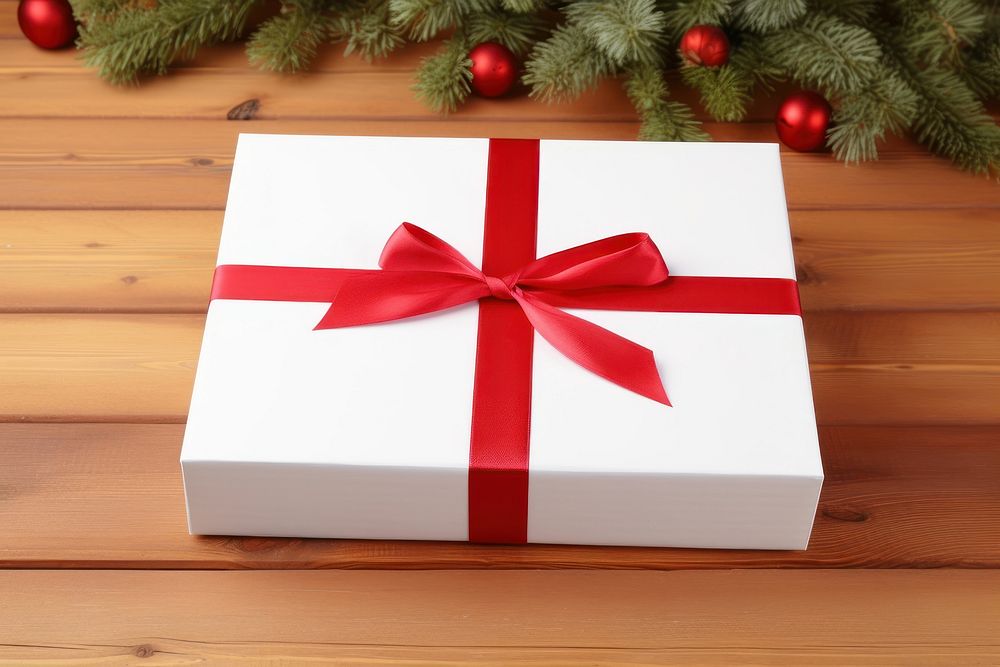 Completely white gift box red anticipation celebration. AI generated Image by rawpixel.