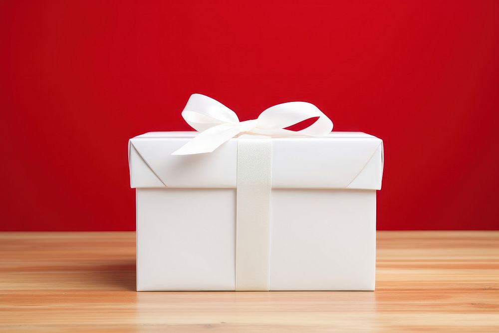Completely white gift box red celebration anniversary. AI generated Image by rawpixel.