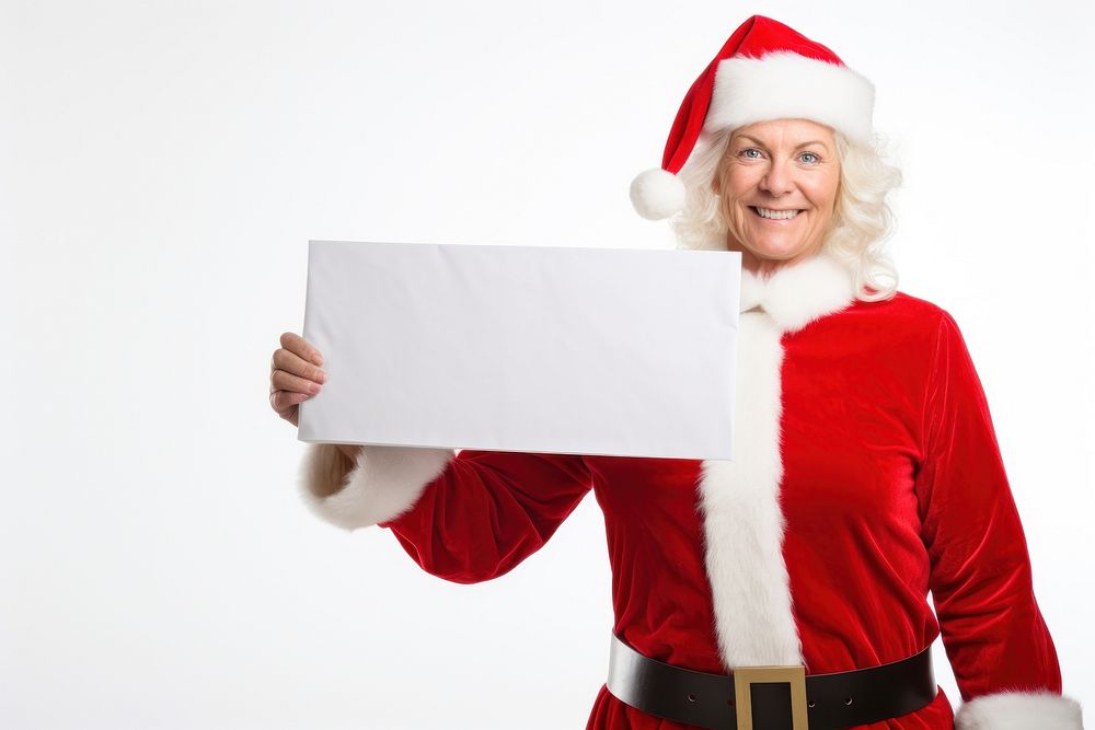 Middle age woman holding blank sign christmas adult gift. AI generated Image by rawpixel.