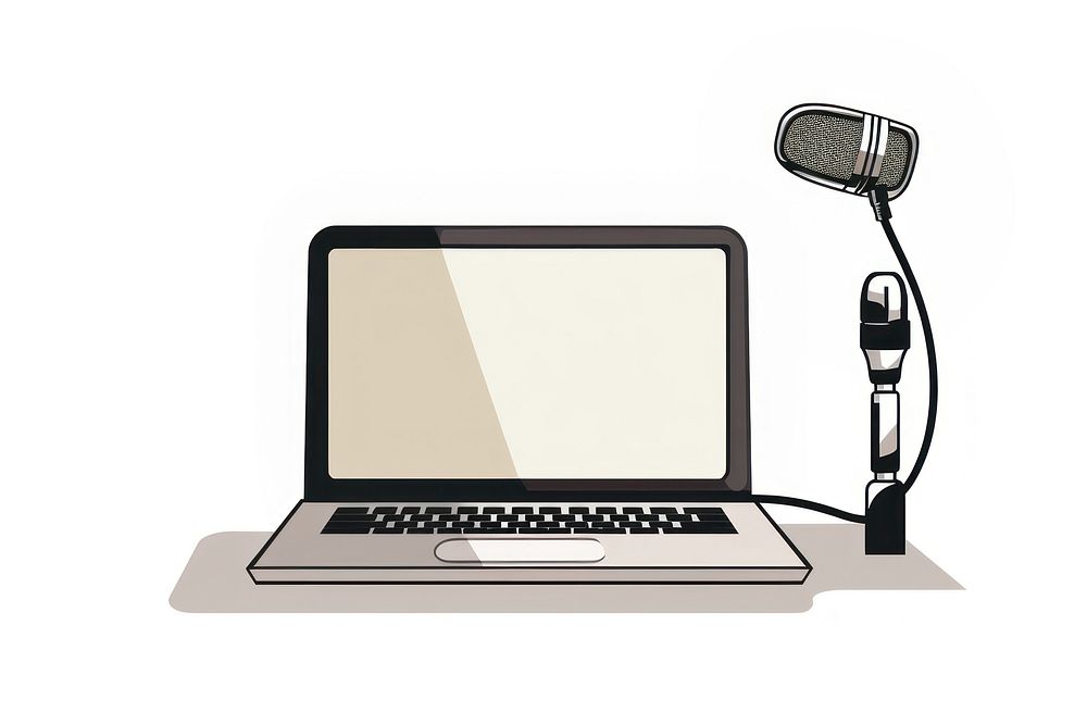 Podcasting microphone laptop technology. AI generated Image by rawpixel.