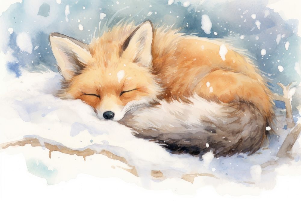 Fox animal mammal snow. AI generated Image by rawpixel.