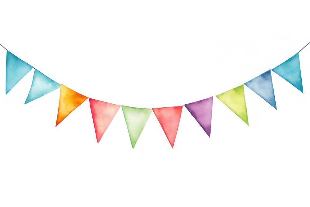 A triangle banner paper white background celebration. AI generated Image by rawpixel.