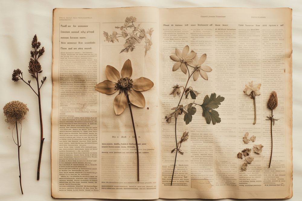 Aesthetic brown page publication flower. AI generated Image by rawpixel.