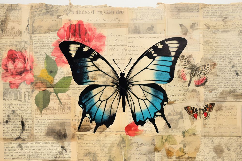 Butterfly collage animal insect. AI generated Image by rawpixel.