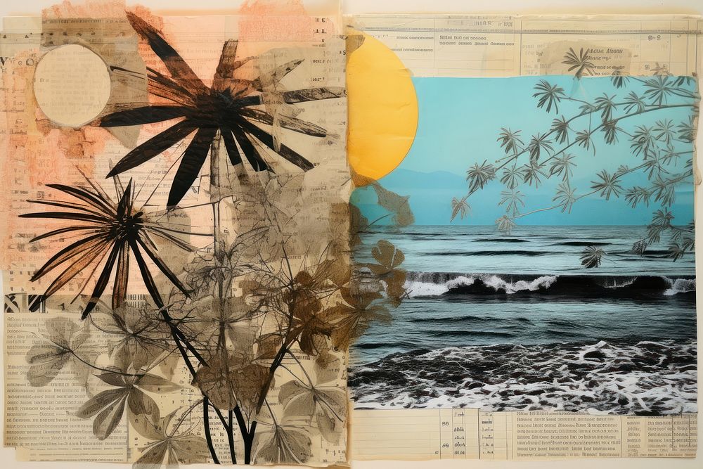 Sea collage painting outdoors. AI generated Image by rawpixel.