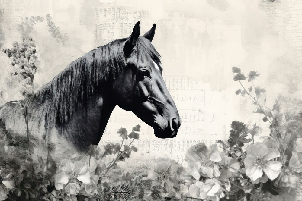 Horse stallion drawing animal. AI generated Image by rawpixel.