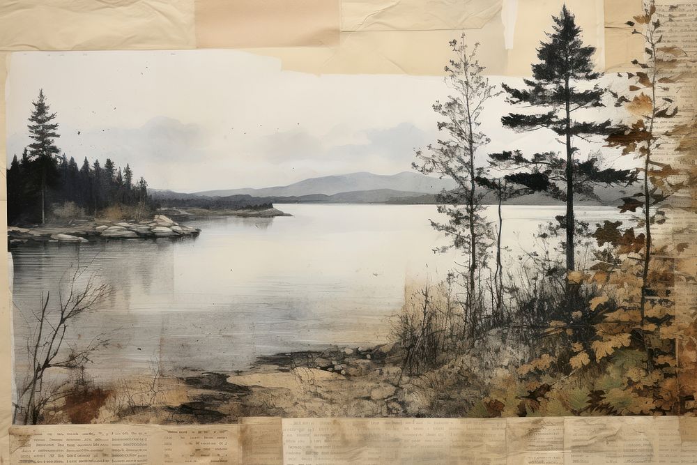 Lake landscapes outdoors painting nature. AI generated Image by rawpixel.