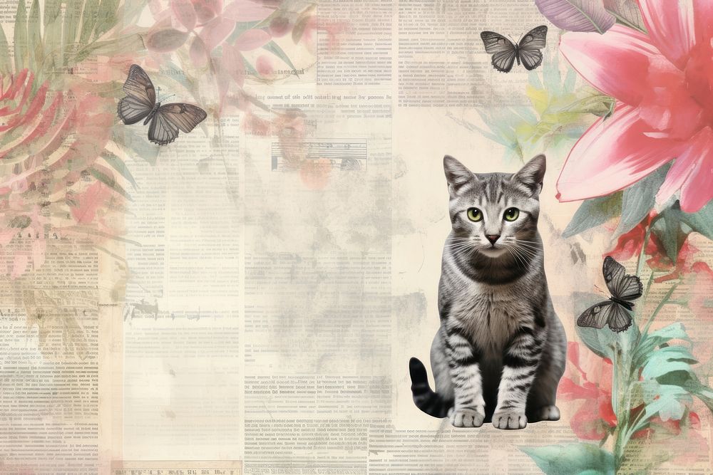 Cat collage animal mammal. 
