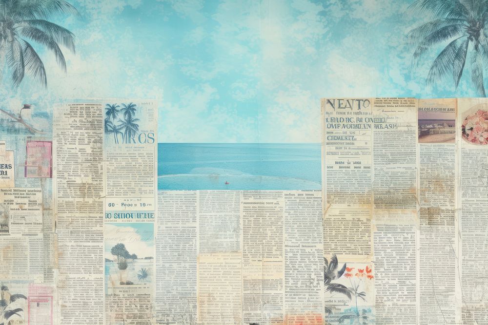 Beach newspaper backgrounds collage. AI generated Image by rawpixel.