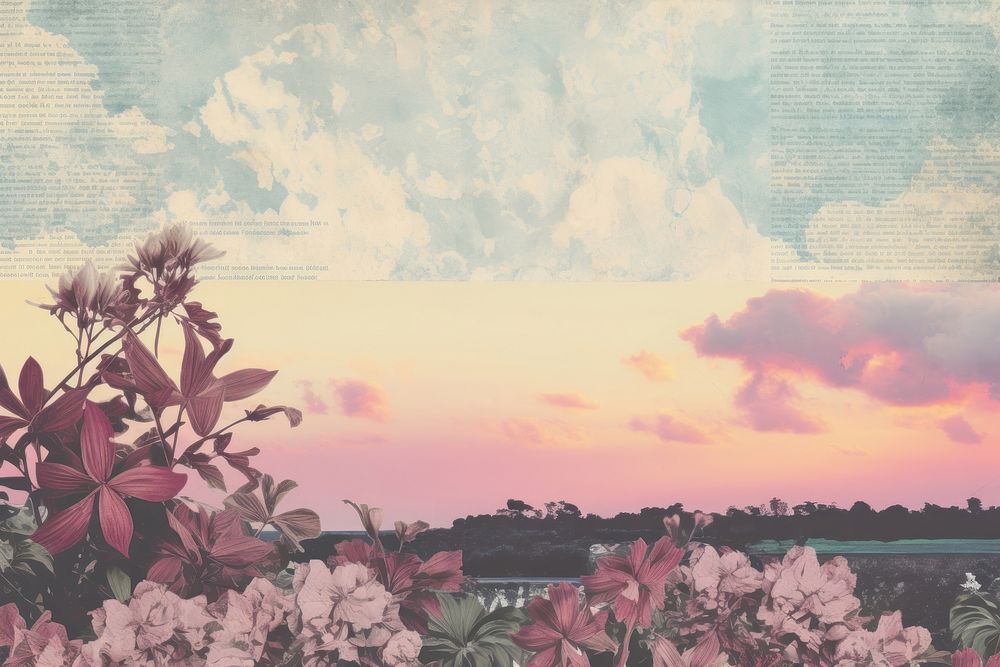 Sky sunset outdoors nature flower. AI generated Image by rawpixel.
