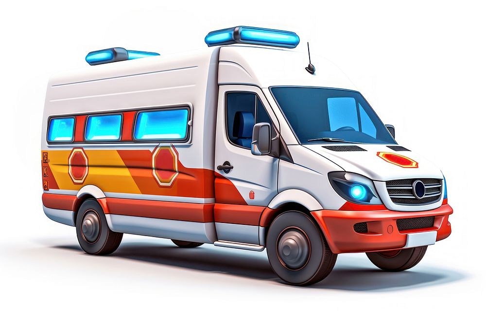 Ambulance cartoon 3d realistic vehicle van bus. AI generated Image by rawpixel.